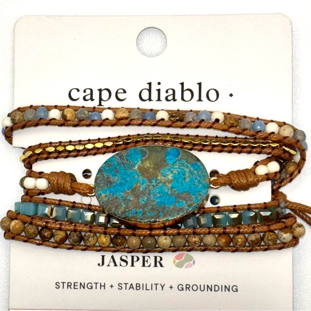 Cape Diablo Blue and Brown Jasper Boho Wrap Bracelet